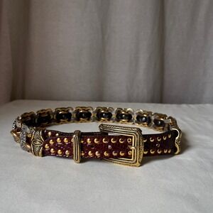 Nanni Harrods Studded Leather Chain Belt Size 75/30 Italy Vintage 90s Y2K